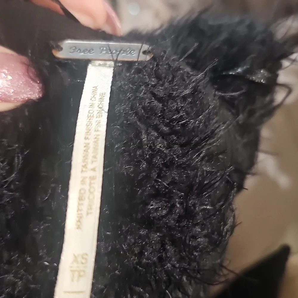 Free‎ People Fuzzy Black V-Neck Sweater